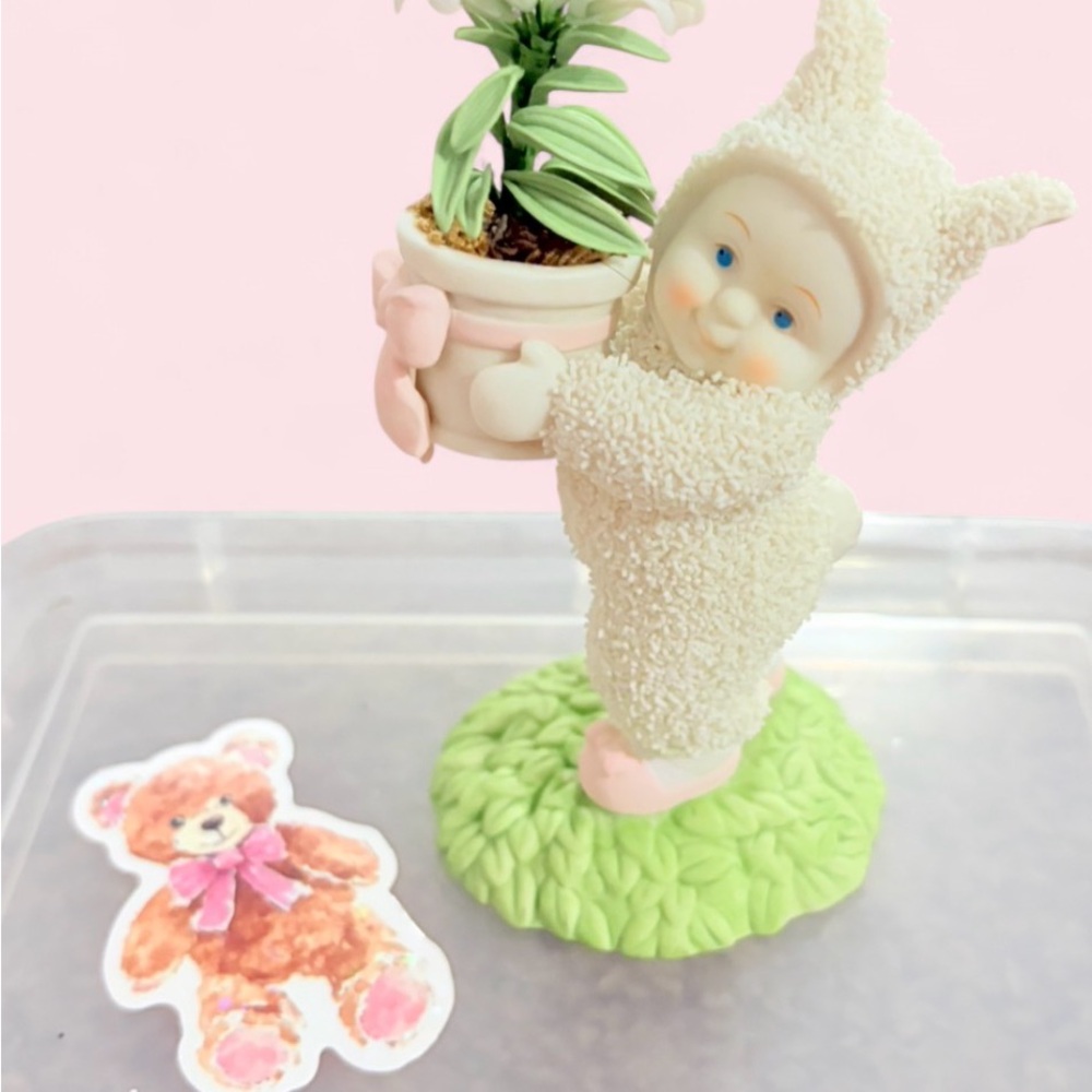 Department 56 Snowbaby Bunny Figurine with Plant